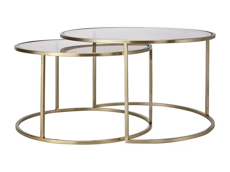 Salontafel DUARTE - Ø75x44cm - Goud - Set van 2
