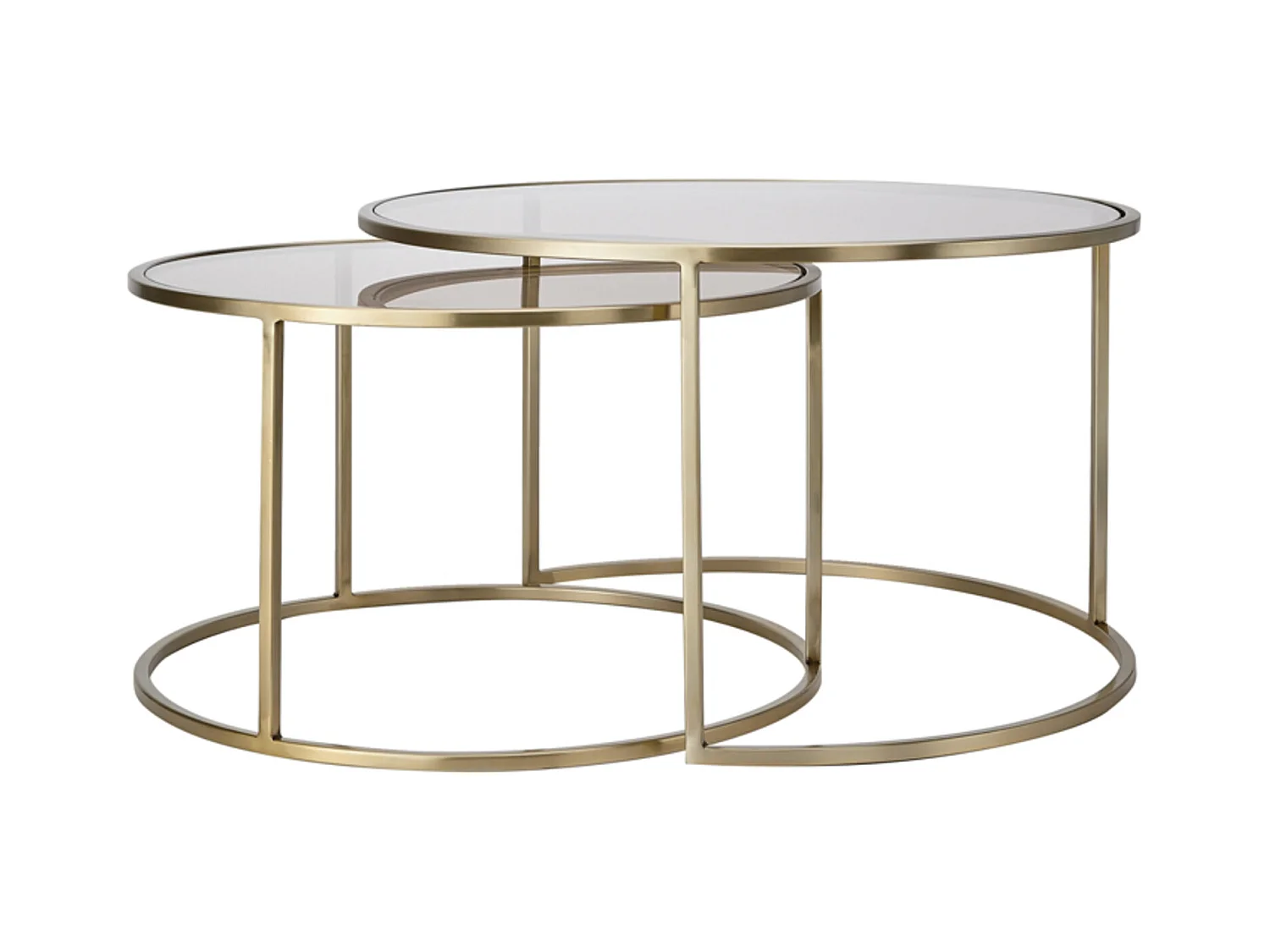 Table basse DUARTE - Ø75x44cm - Doré - Lot de 2