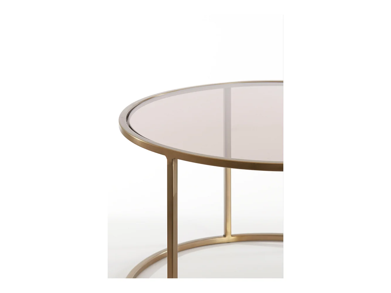 Table basse DUARTE - Ø75x44cm - Doré - Lot de 2