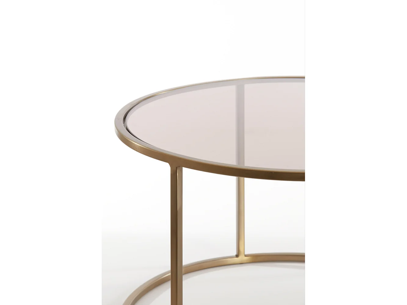 Table basse DUARTE - Ø75x44cm - Doré - Lot de 2