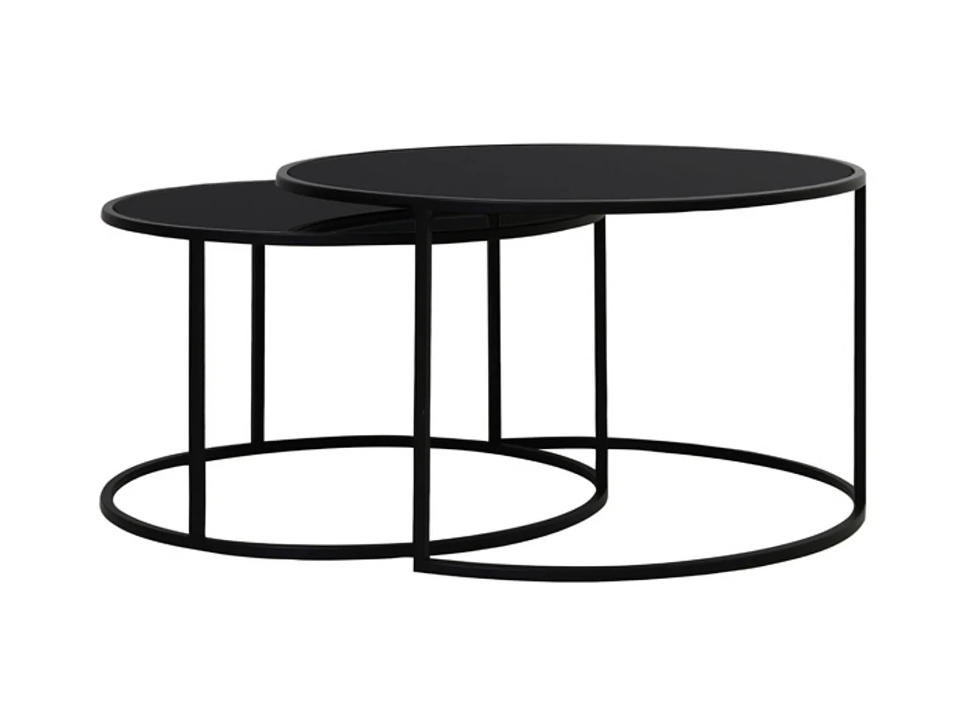 Salontafel DUARTE - Ø75x44cm - Zwart - Set van 2