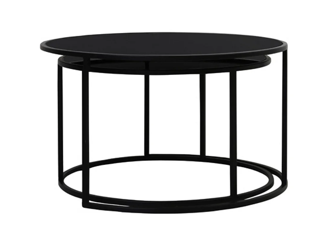 Salontafel DUARTE - Ø75x44cm - Zwart - Set van 2