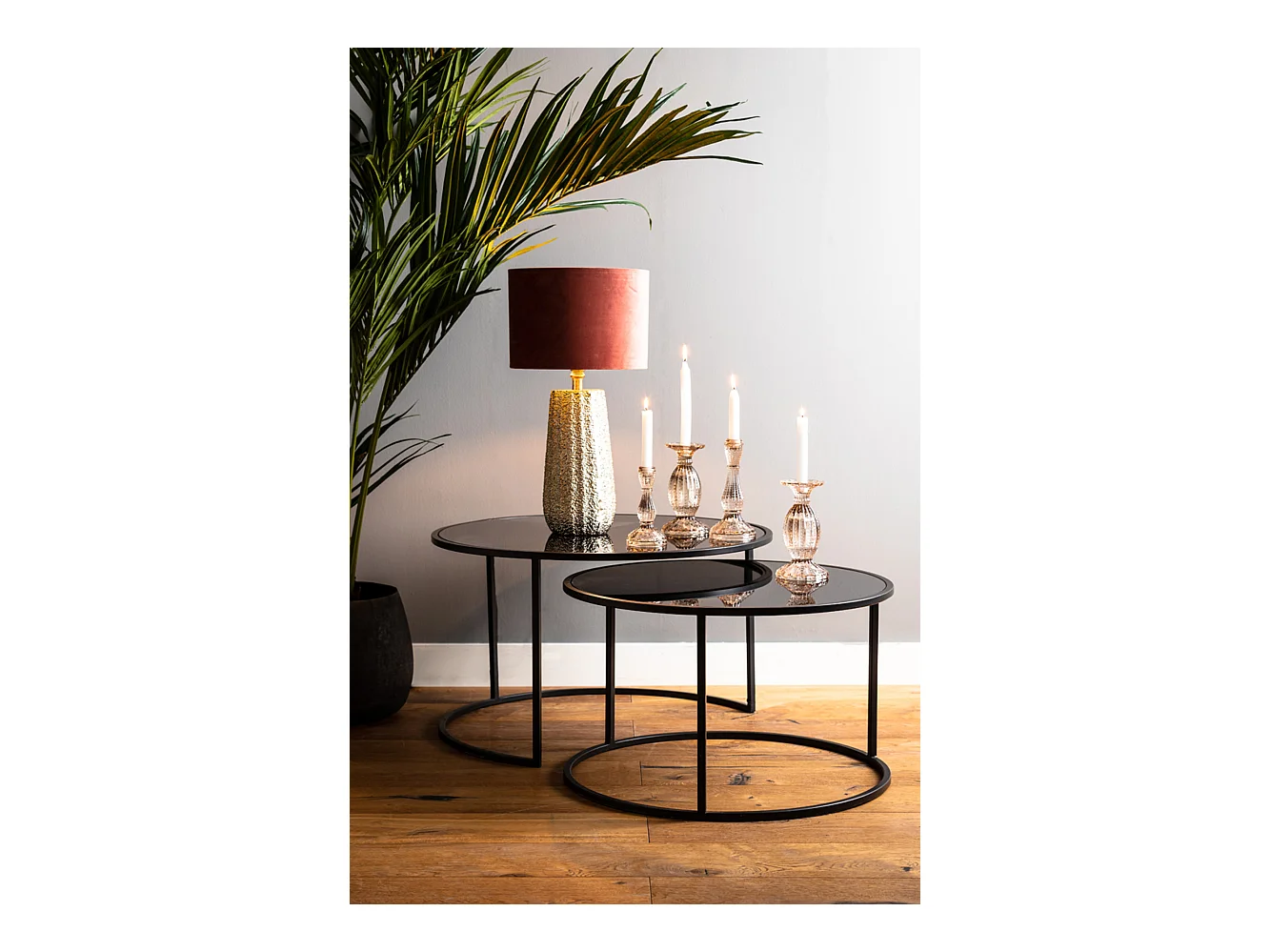 Salontafel DUARTE - Ø75x44cm - Zwart - Set van 2