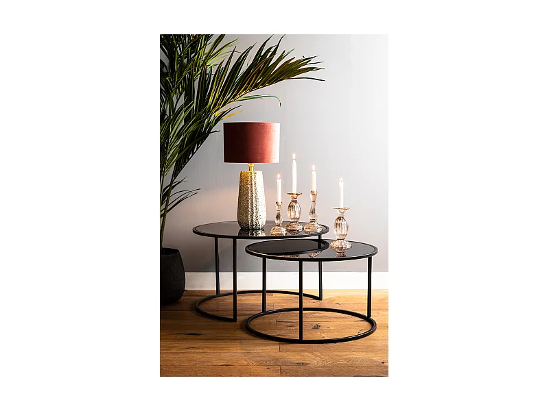 Salontafel DUARTE - Ø75x44cm - Zwart - Set van 2