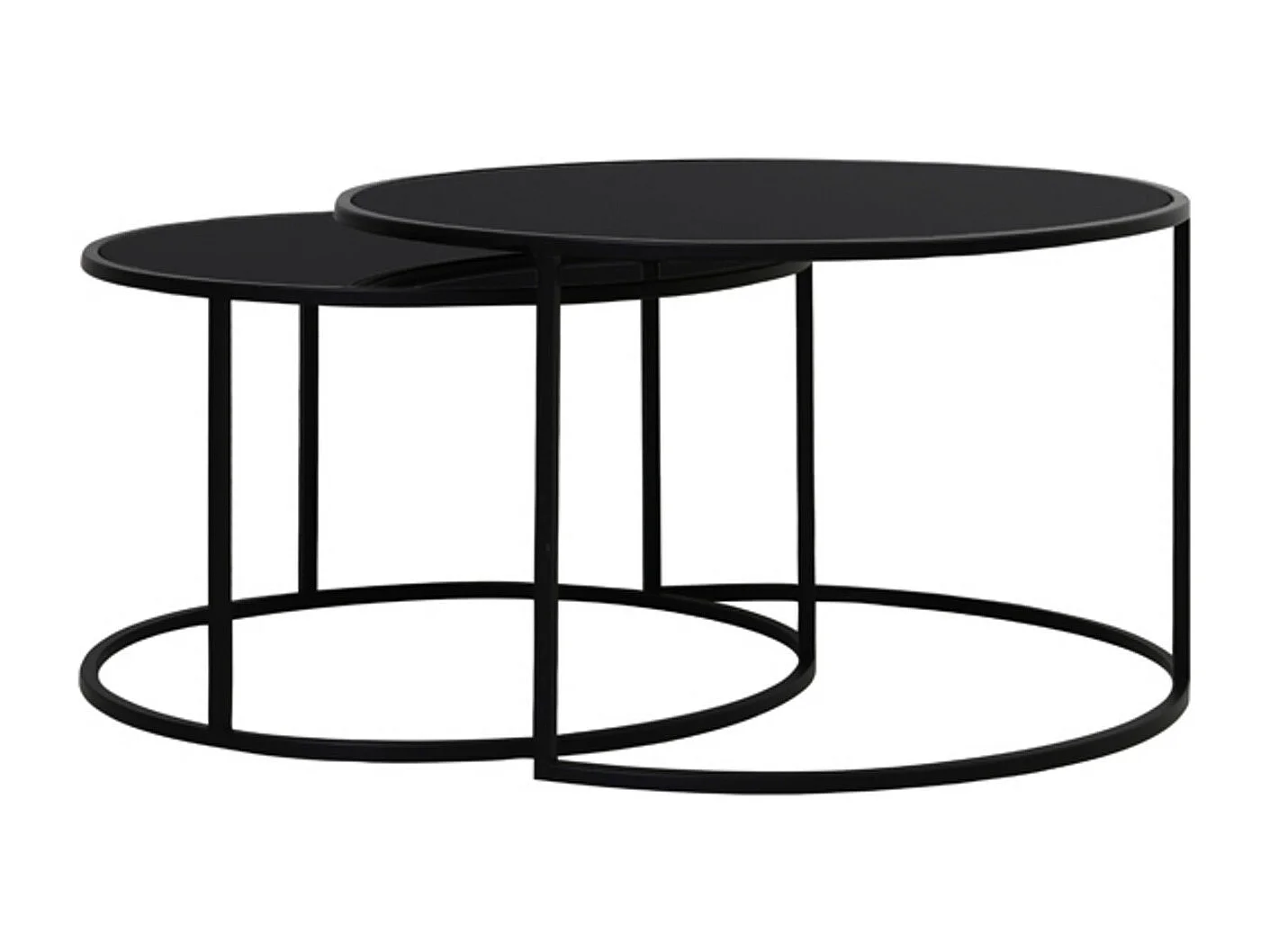 Table basse DUARTE - Ø75x44cm - Noir - Lot de 2