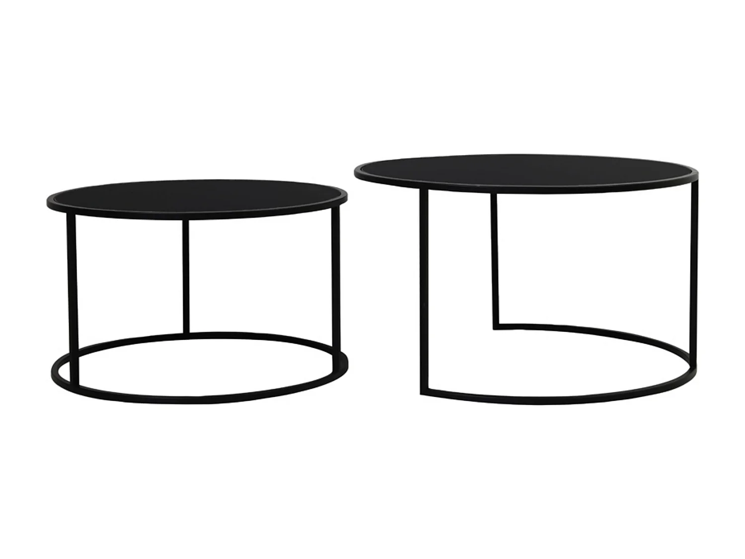 Table basse DUARTE - Ø75x44cm - Noir - Lot de 2