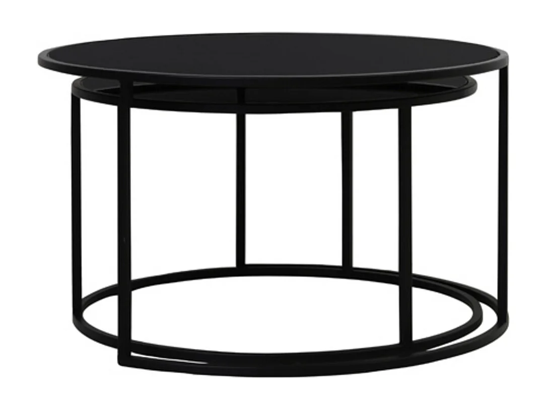 Table basse DUARTE - Ø75x44cm - Noir - Lot de 2