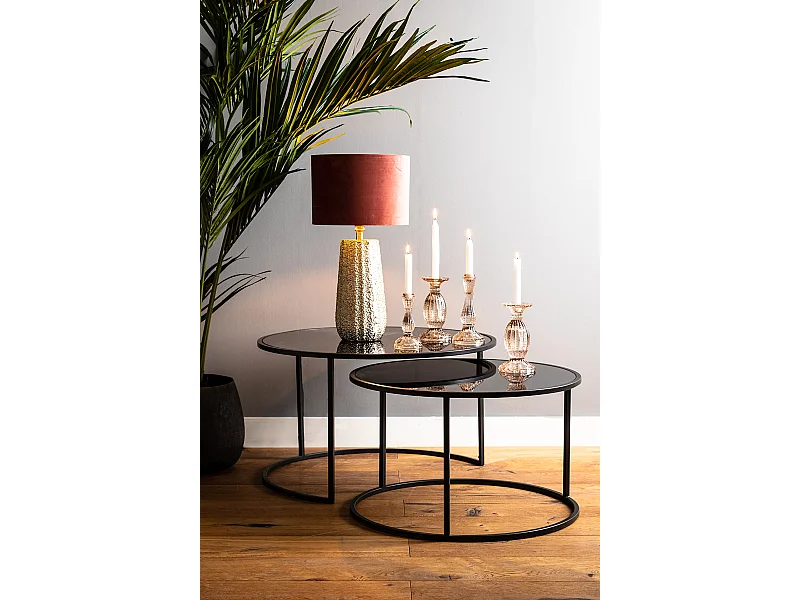 Table basse DUARTE - Ø75x44cm - Noir - Lot de 2