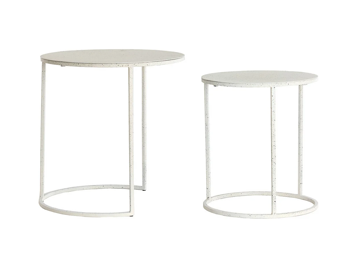 Table d'appoint SADAR - Ø52x46cm - Blanc - Lot de 2