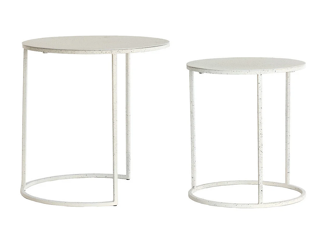 Table d'appoint SADAR - Ø52x46cm - Blanc - Lot de 2