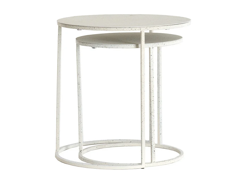 Table d'appoint SADAR - Ø52x46cm - Blanc - Lot de 2