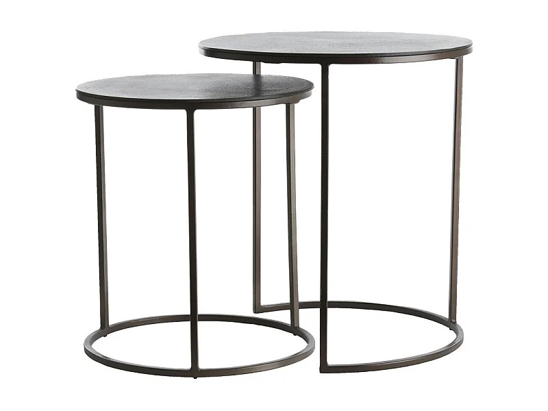 Table d'appoint TALCA - Ø49x52cm - Marron - Lot de 2