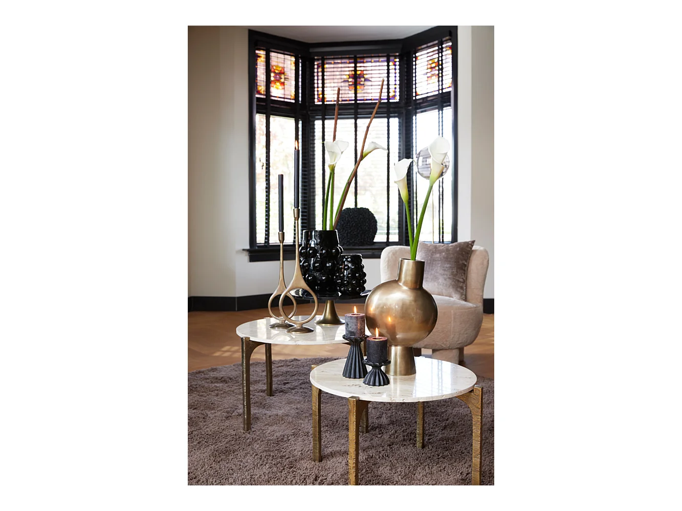 Table basse KANAE - Ø76x44cm - Marron - Lot de 2