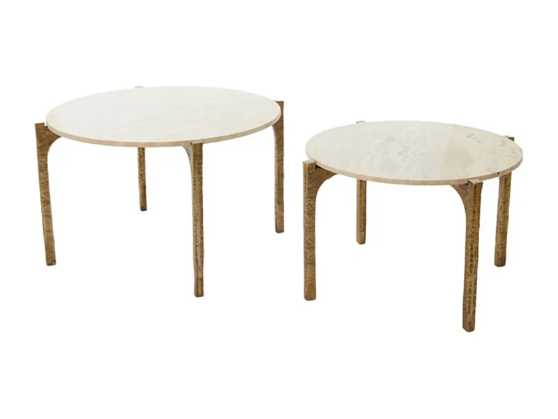 Table basse KANAE - Ø76x44cm - Marron - Lot de 2