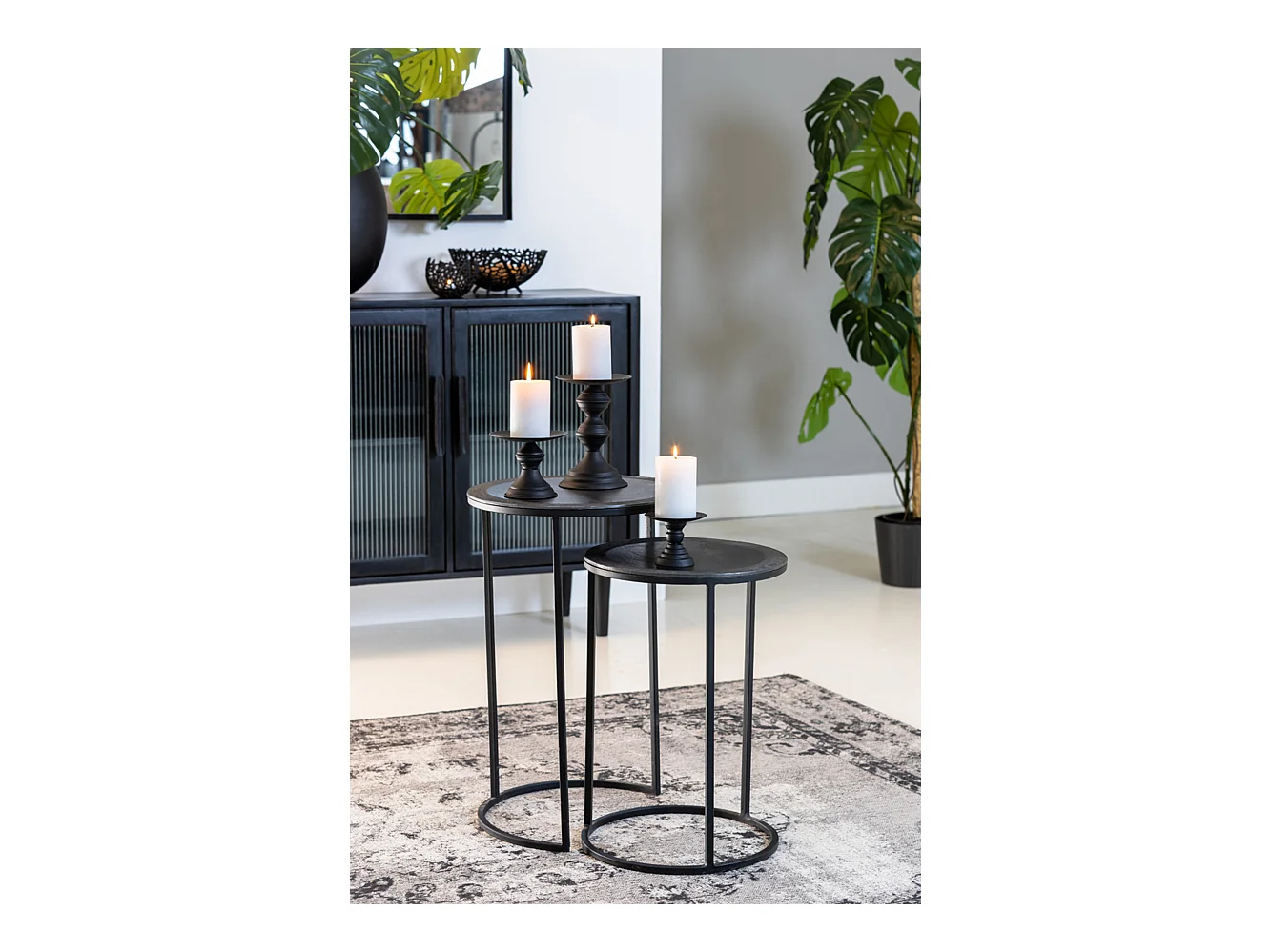 Table d'appoint TALCA - Ø40x60cm - Noir - Lot de 2