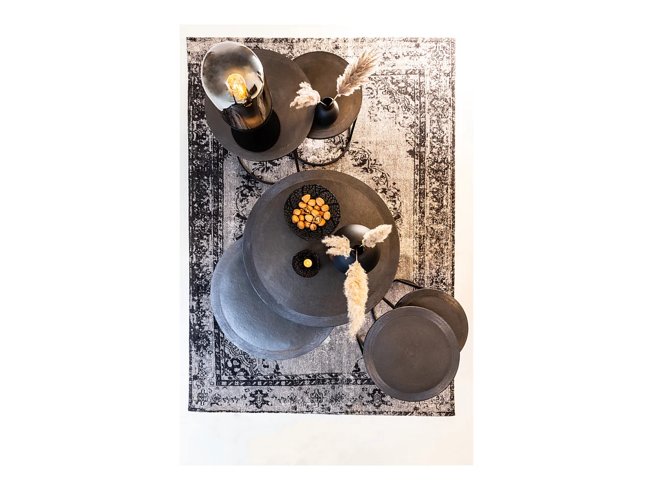 Table d'appoint TALCA - Ø40x60cm - Noir - Lot de 2