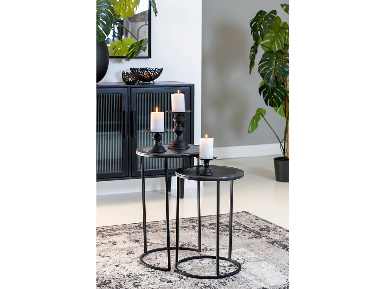 Table d'appoint TALCA - Ø40x60cm - Noir - Lot de 2