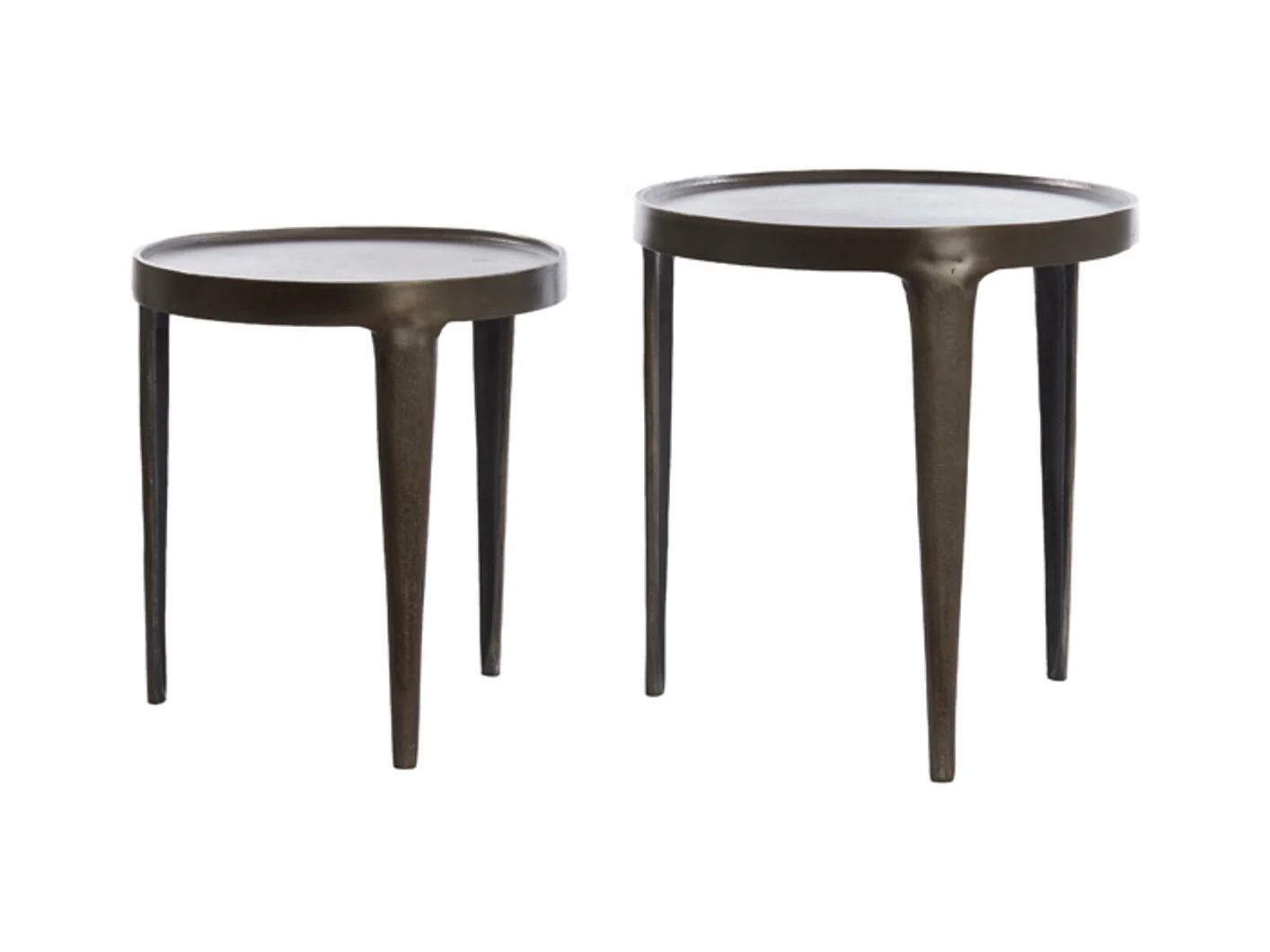 Table d'appoint TOBIAS - Ø43x45,5cm - Marron - Lot de 2