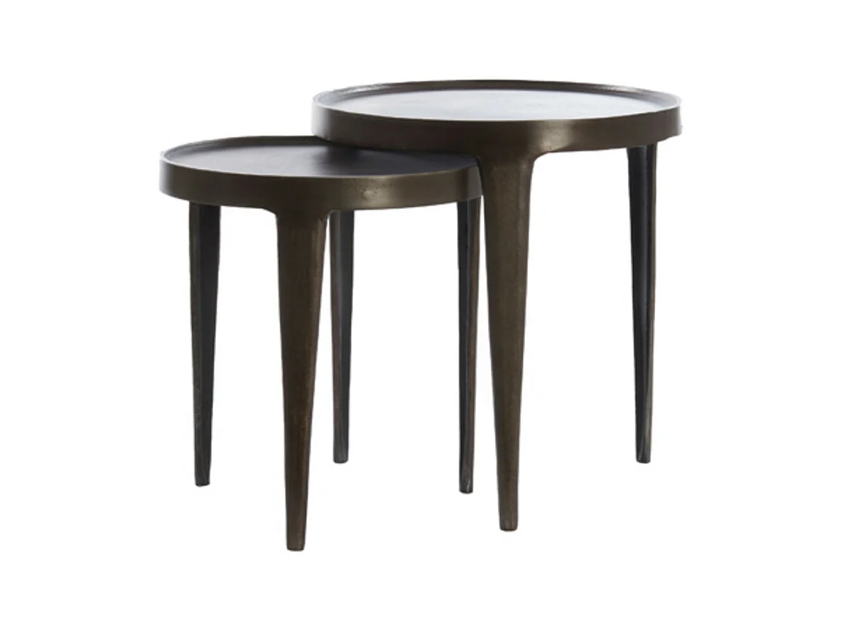Table d'appoint TOBIAS - Ø43x45,5cm - Marron - Lot de 2
