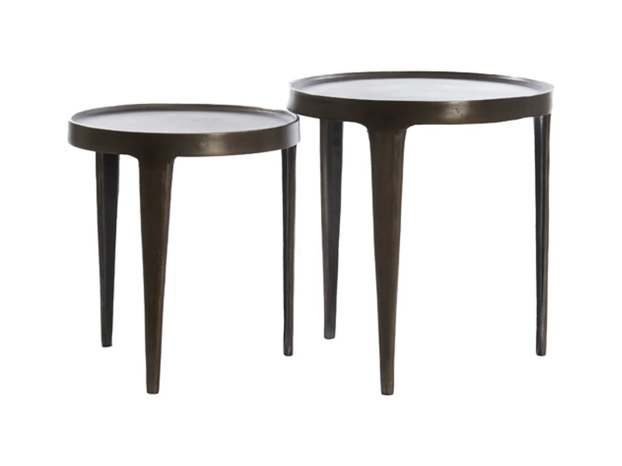 Table d'appoint TOBIAS - Ø43x45,5cm - Marron - Lot de 2