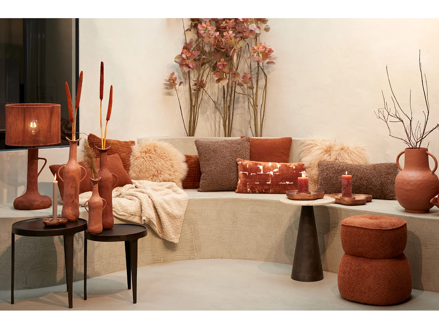 Table d'appoint TOBIAS - Ø43x45,5cm - Marron - Lot de 2