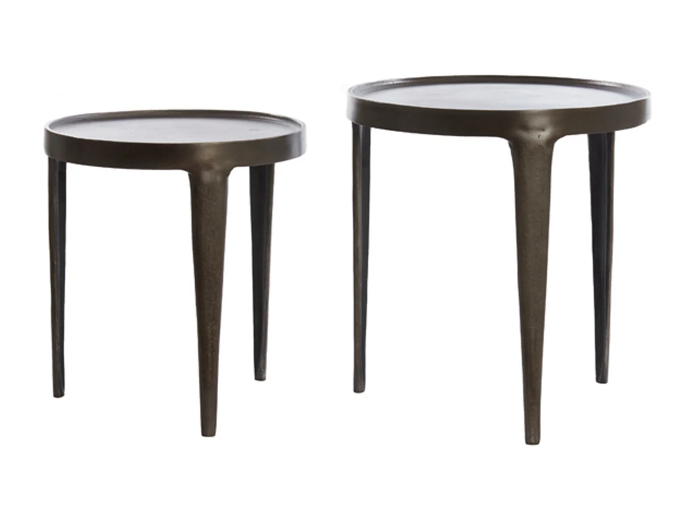 Table d'appoint TOBIAS - Ø43x45,5cm - Marron - Lot de 2