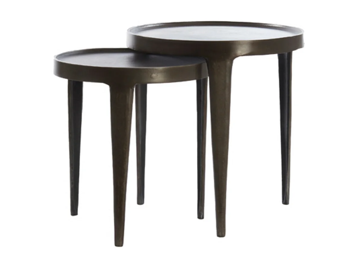 Table d'appoint TOBIAS - Ø43x45,5cm - Marron - Lot de 2