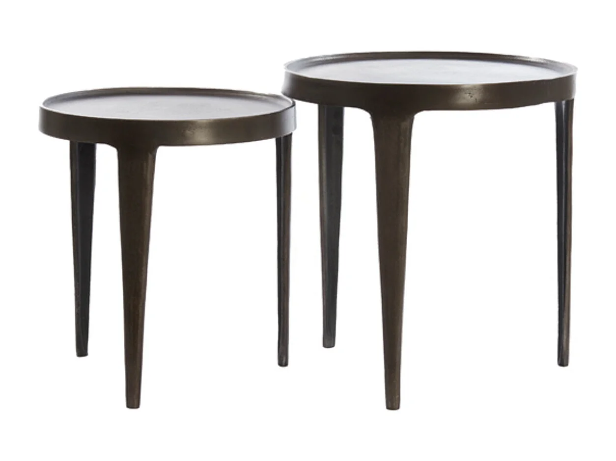 Table d'appoint TOBIAS - Ø43x45,5cm - Marron - Lot de 2