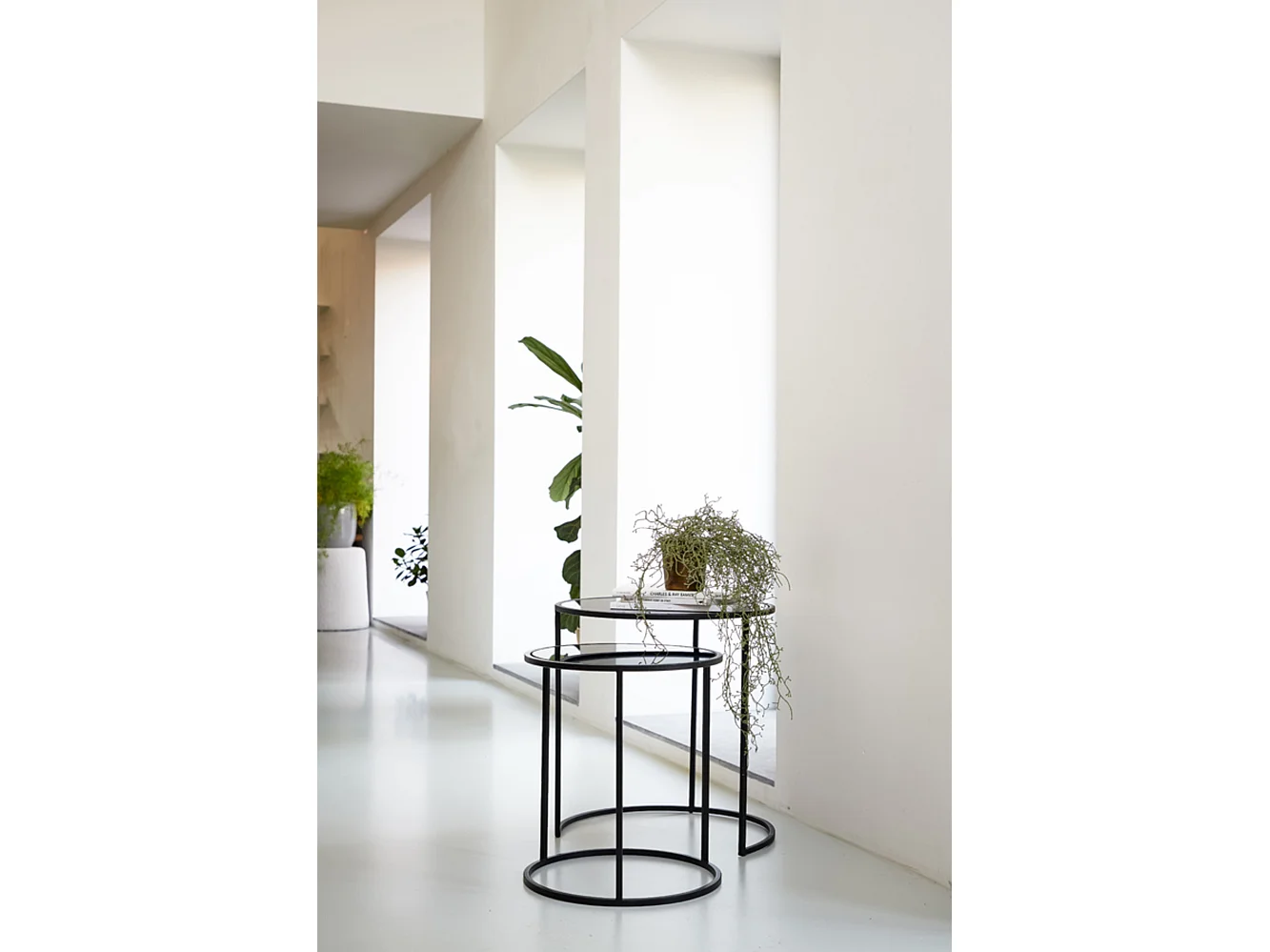 Table d'appoint DUARTE - Ø50x52cm - Noir - Lot de 2