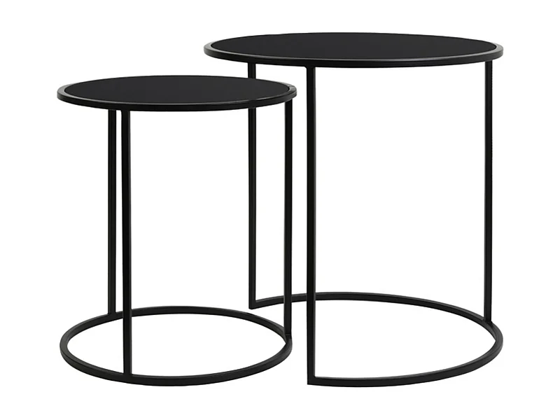 Table d'appoint DUARTE - Ø50x52cm - Noir - Lot de 2