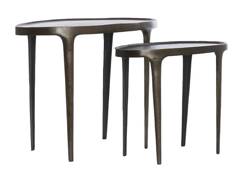 Mesa auxiliar ARICA - 70x33x53cm - Marrón - Juego de 2