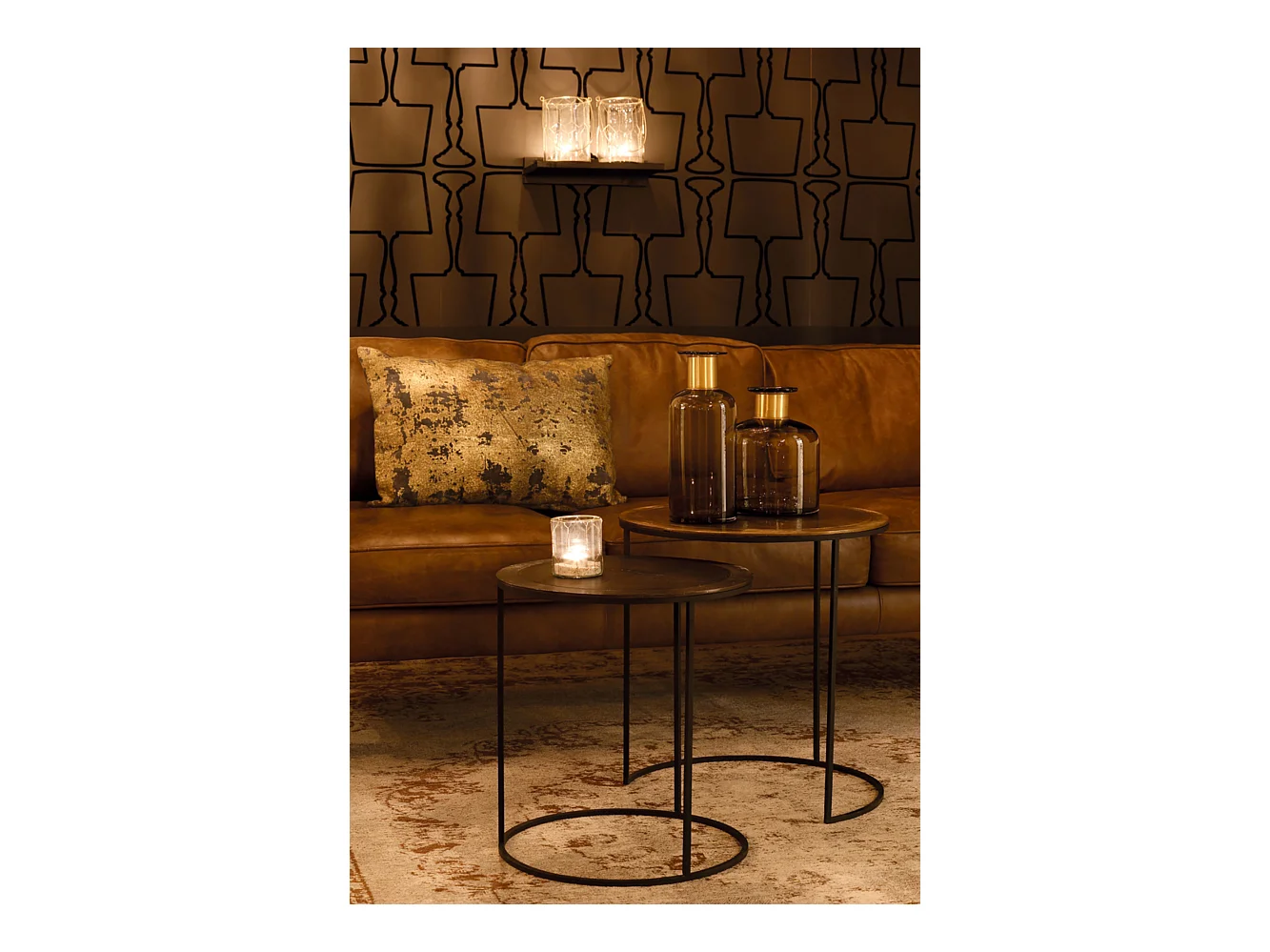 Table d'appoint TALCA - Ø49x52cm - Bronze - Lot de 2