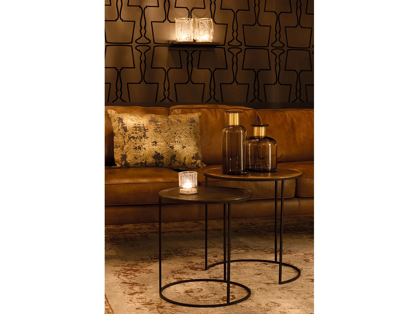 Bijzettafel TALCA - Ø49x52cm - Brons - Set van 2