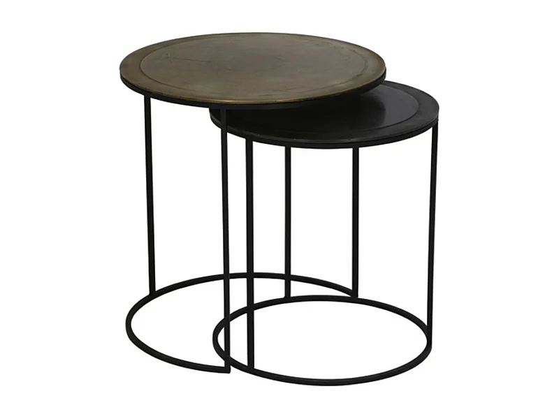 Table d'appoint TALCA - Ø49x52cm - Bronze - Lot de 2