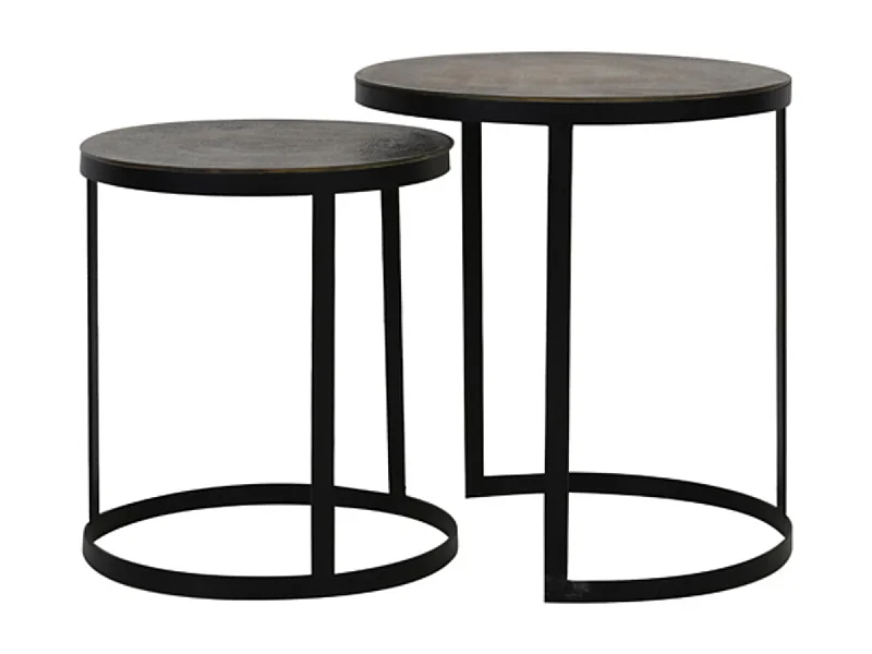Mesa auxiliar TRELO - Ø49x52cm - Bronce - Juego de 2