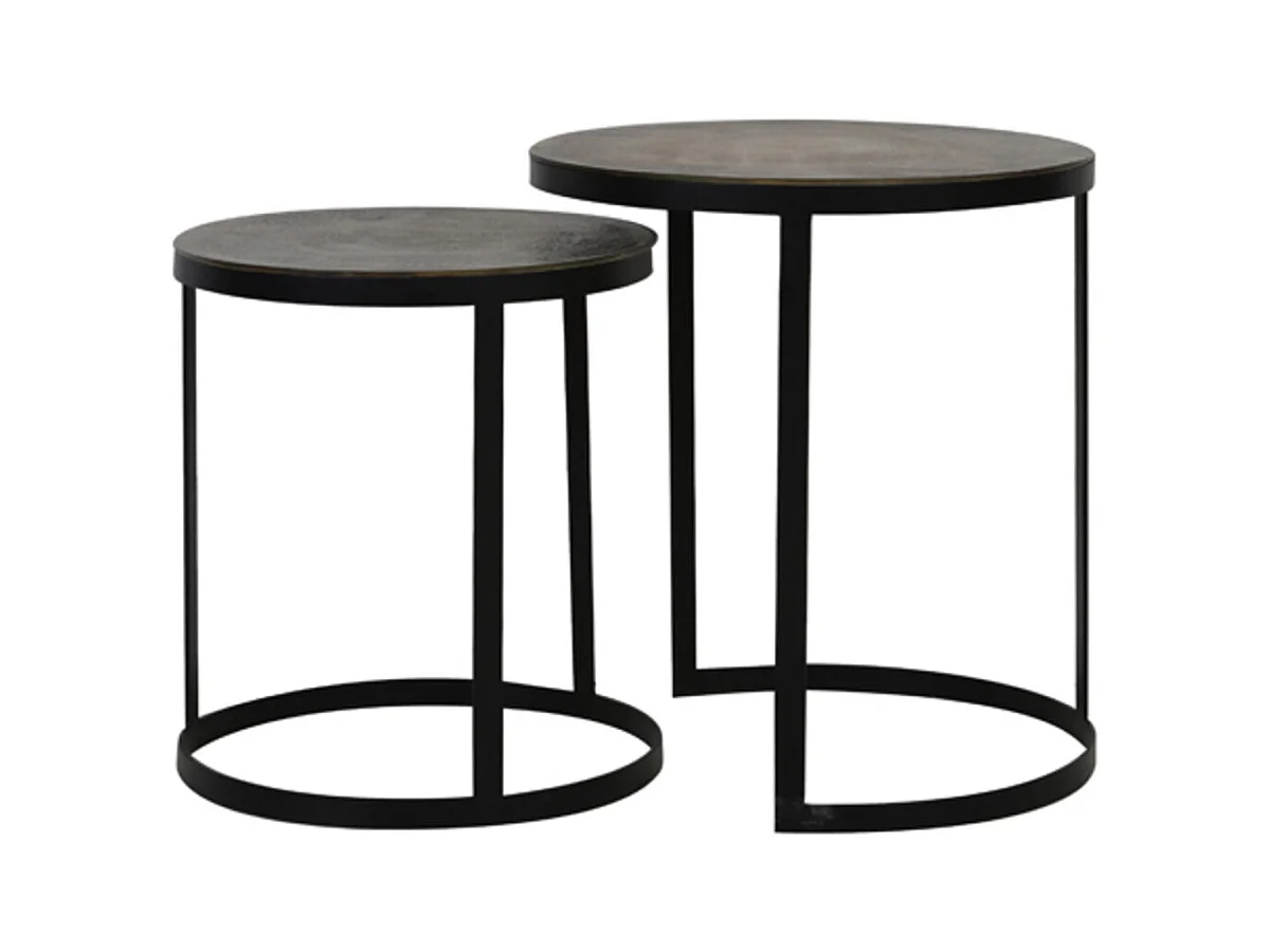 Table d'appoint TRELO - Ø49x52cm - Bronze - Lot de 2