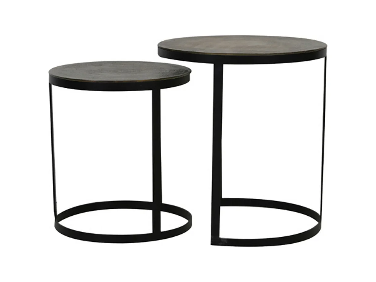 Table d'appoint TRELO - Ø49x52cm - Bronze - Lot de 2