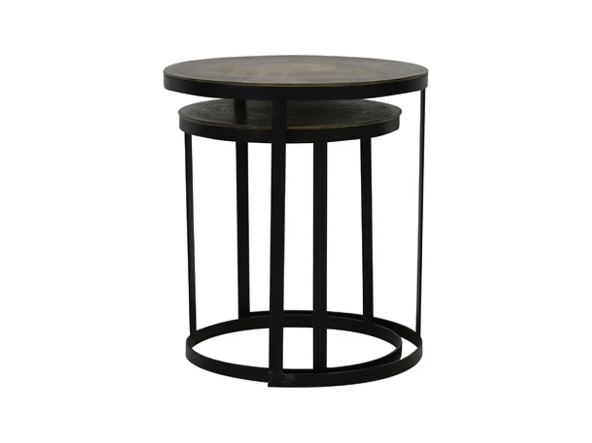 Table d'appoint TRELO - Ø49x52cm - Bronze - Lot de 2