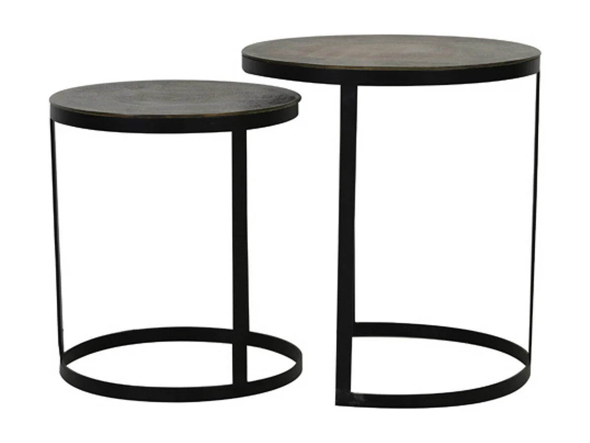 Table d'appoint TRELO - Ø49x52cm - Bronze - Lot de 2