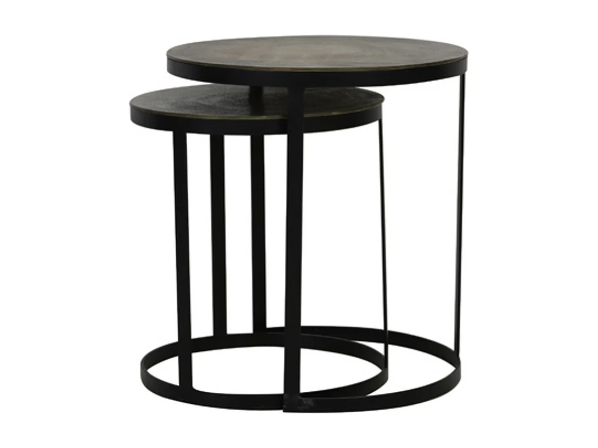 Table d'appoint TRELO - Ø49x52cm - Bronze - Lot de 2