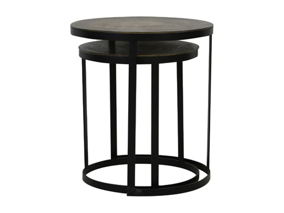 Table d'appoint TRELO - Ø49x52cm - Bronze - Lot de 2
