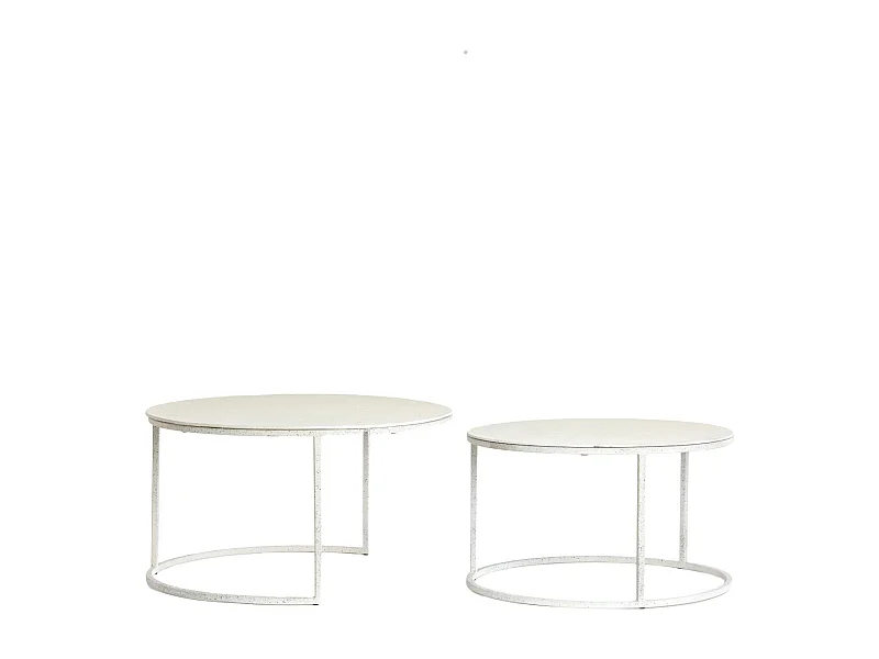 Couchtisch SADAR - Ø75x42cm - Weiß - 2er-Set