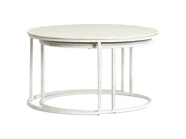 Table basse SADAR - Ø75x42cm - Blanc - Lot de 2