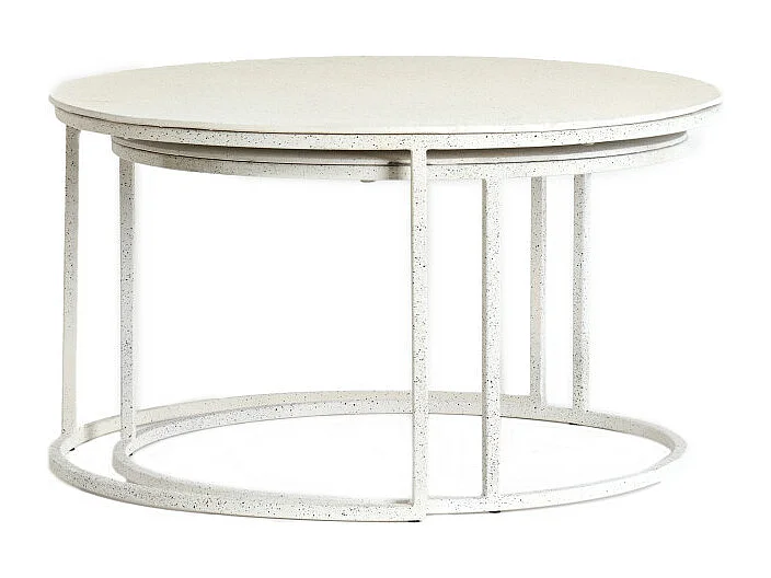 Table basse SADAR - Ø75x42cm - Blanc - Lot de 2