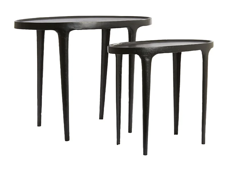 Table d'appoint ARICA - 70x33x53cm - Noir - Lot de 2