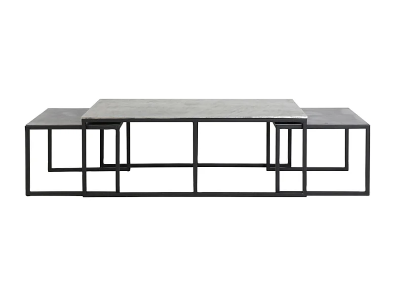 Table basse KUMALU - 120x60x45cm - Argent - Lot de 3