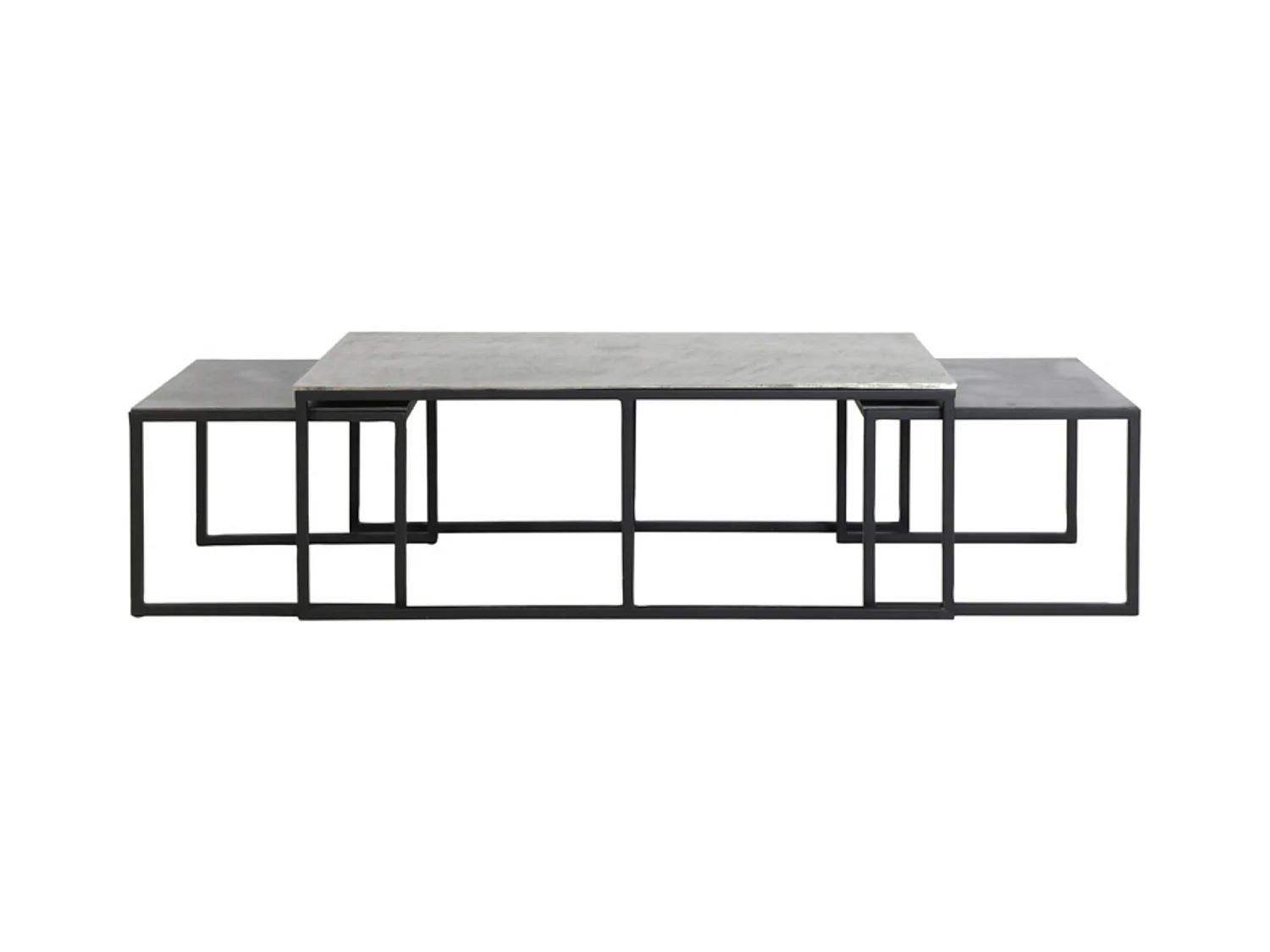 Table basse KUMALU - 120x60x45cm - Argent - Lot de 3