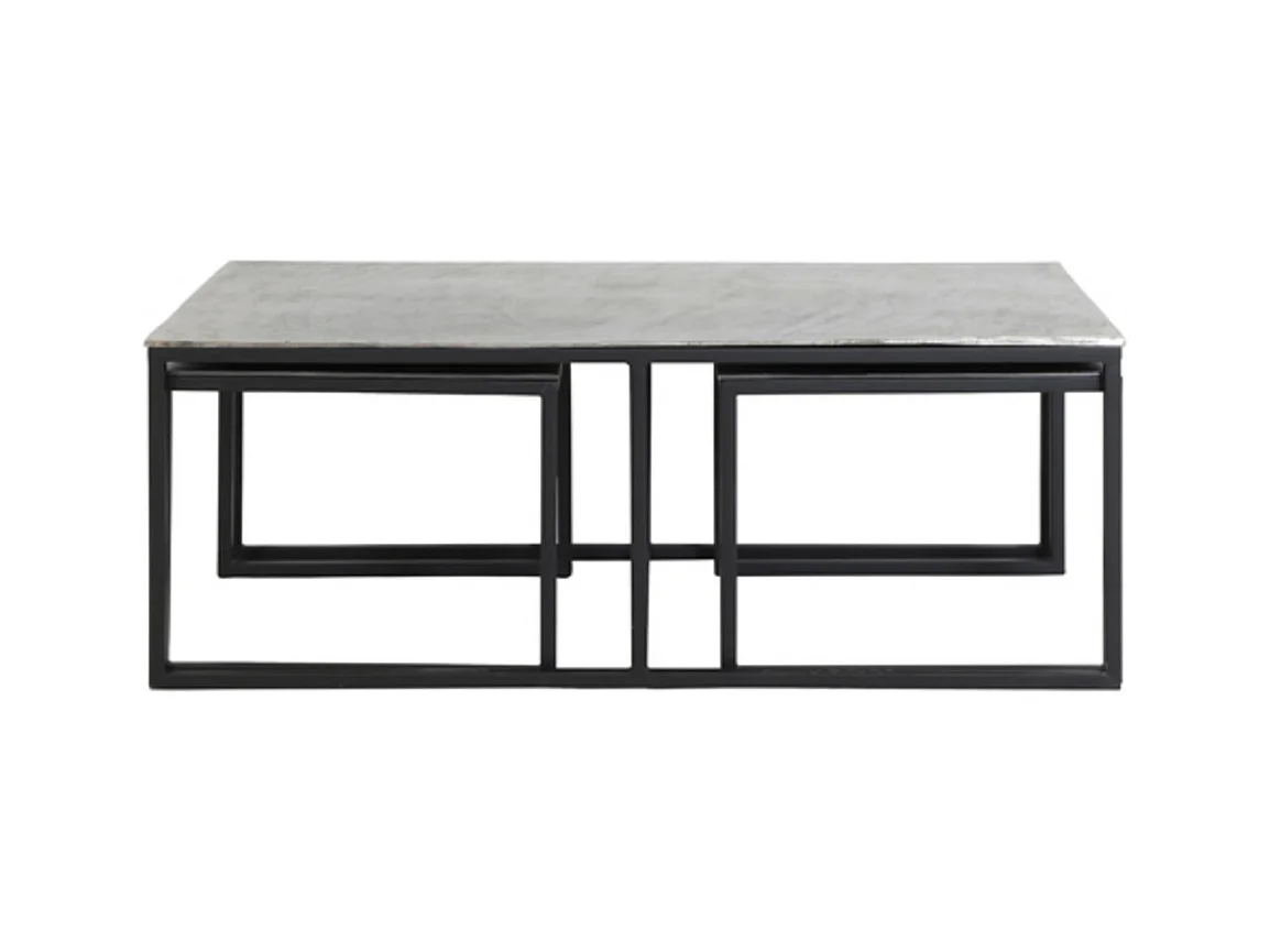 Table basse KUMALU - 120x60x45cm - Argent - Lot de 3