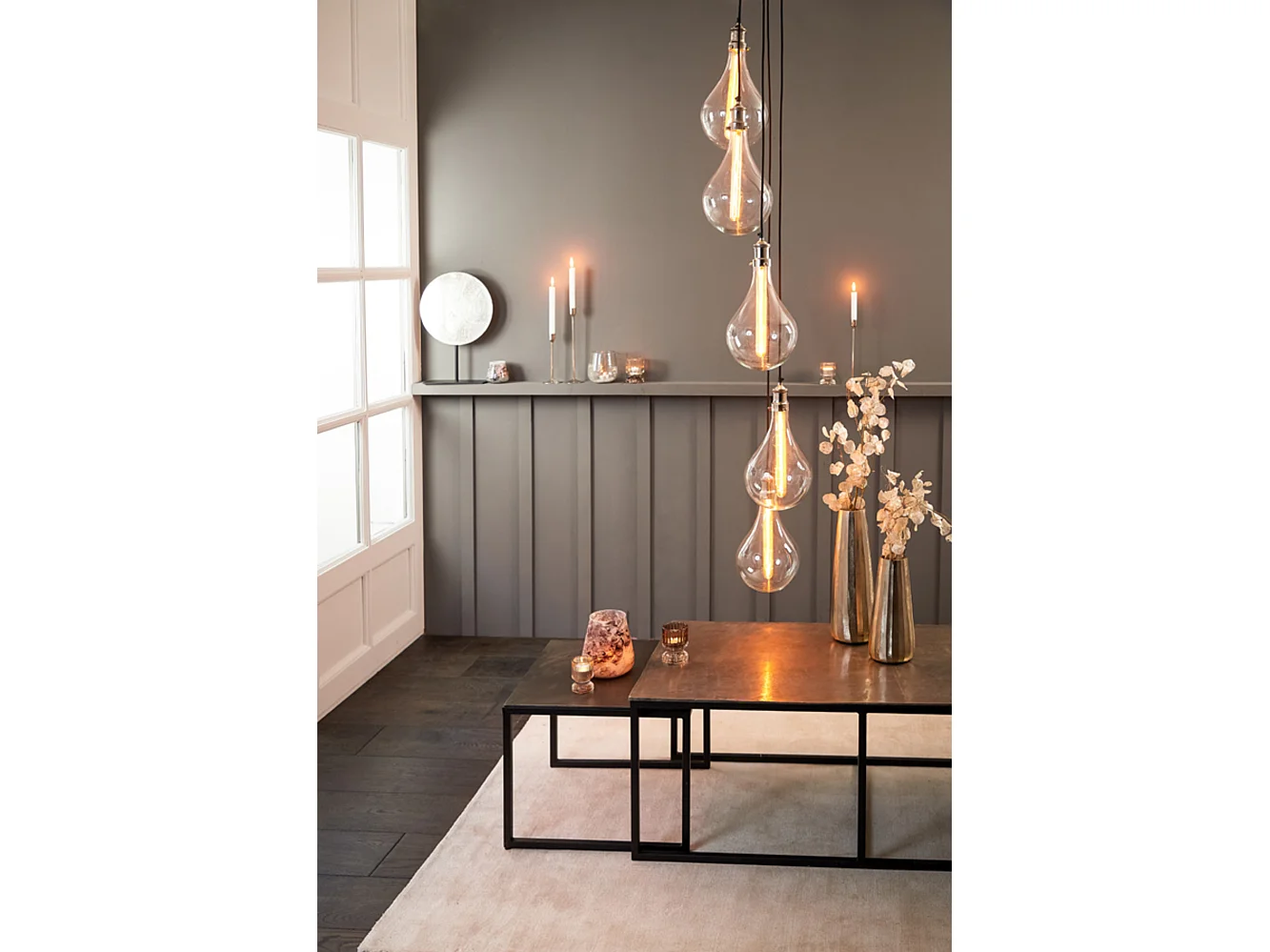 Table basse KUMALU - 120x60x45cm - Argent - Lot de 3