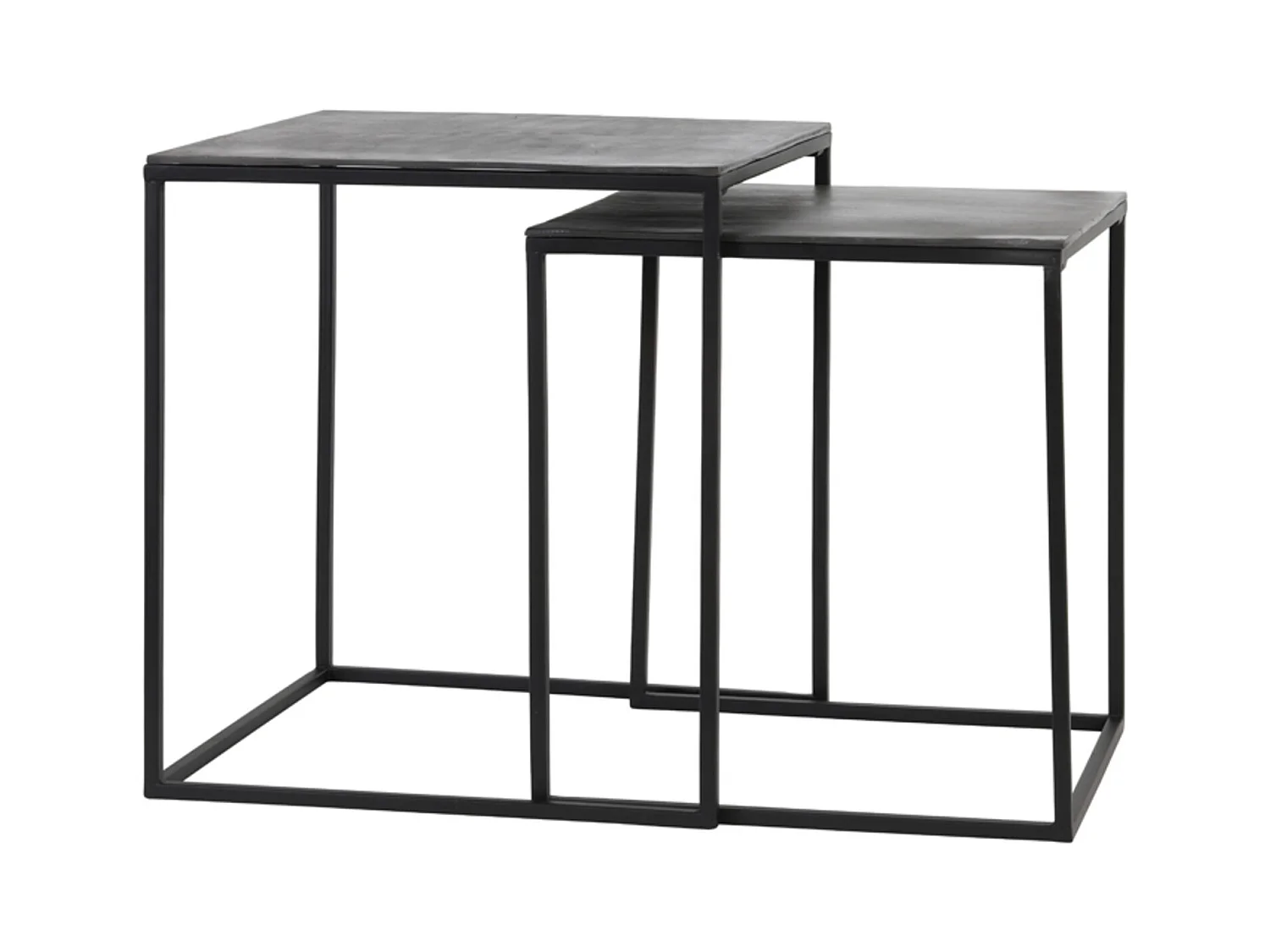 Table d'appoint BANOS - Ø44,5x50,5cm - Argent - Lot de 2